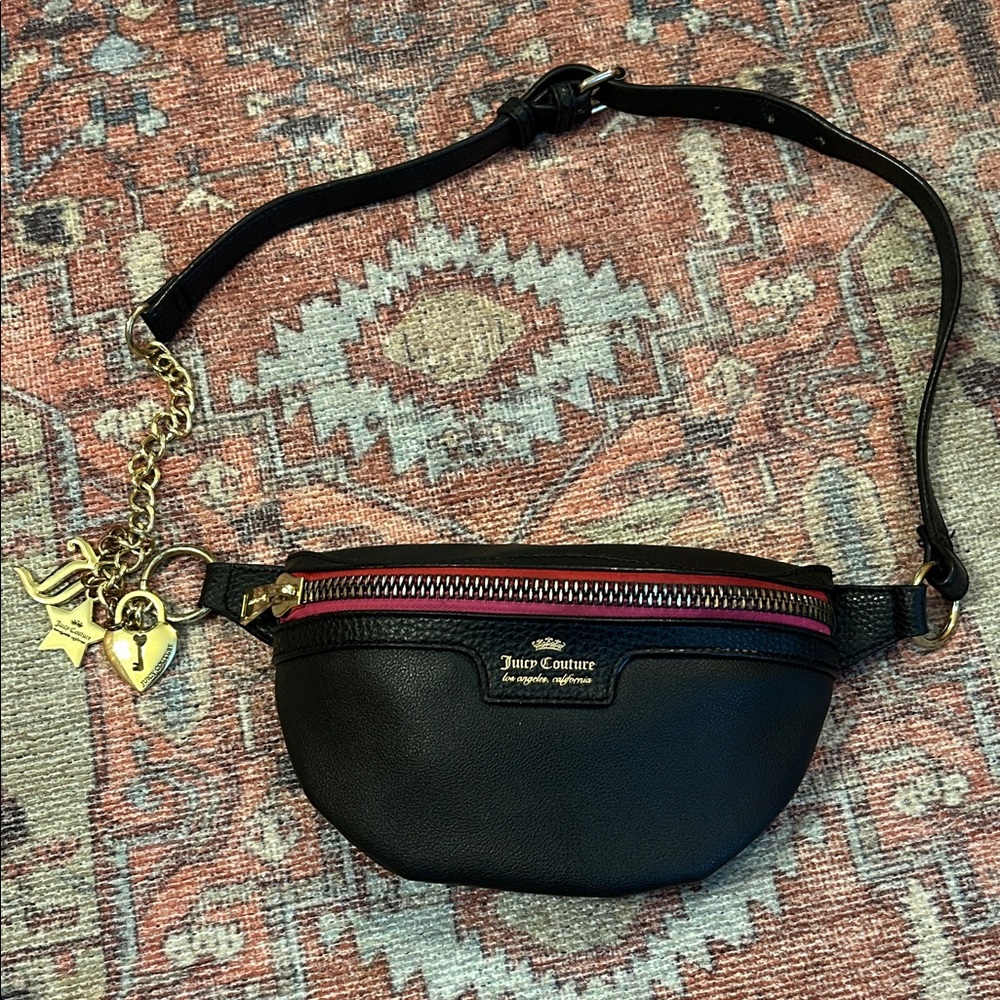 Juicy Couture Black Crossbody Sling Bag with Charms